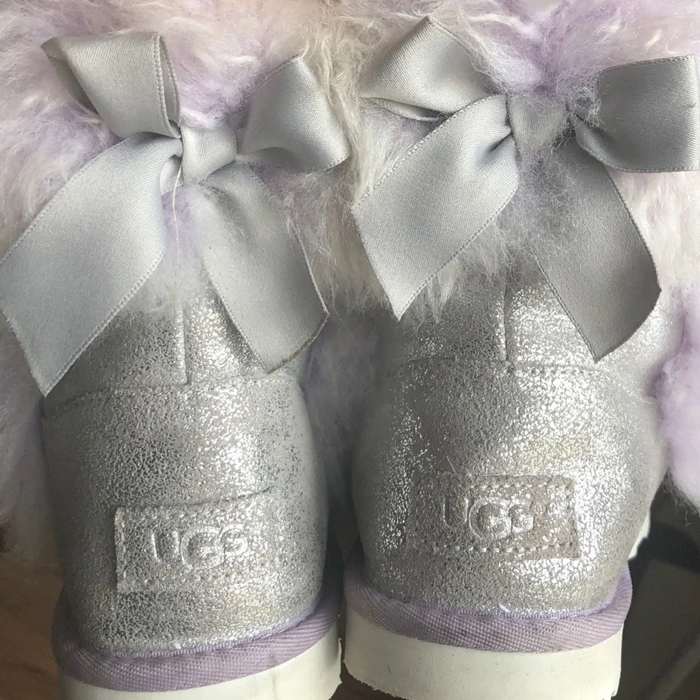 Ugg maizey Classic II silver purple sparkle boots